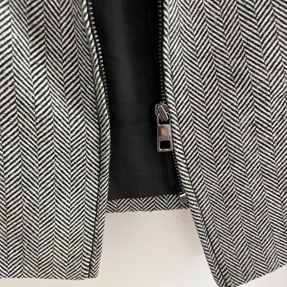 Banana Republic Wool Zipper Jacket Blazer Black and White Size Small - Picture 3 of 4